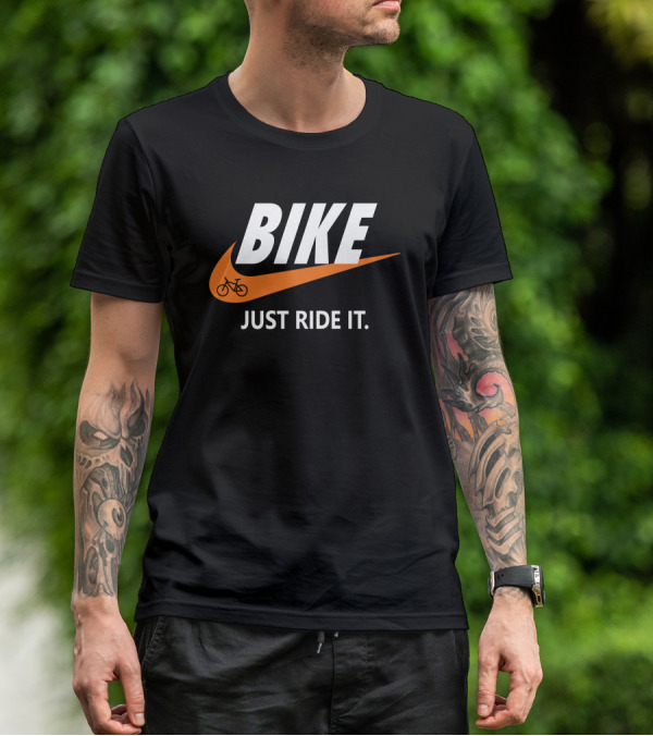 BIKE Just Ride It Swoosh Iconic Cycling T-Shirt