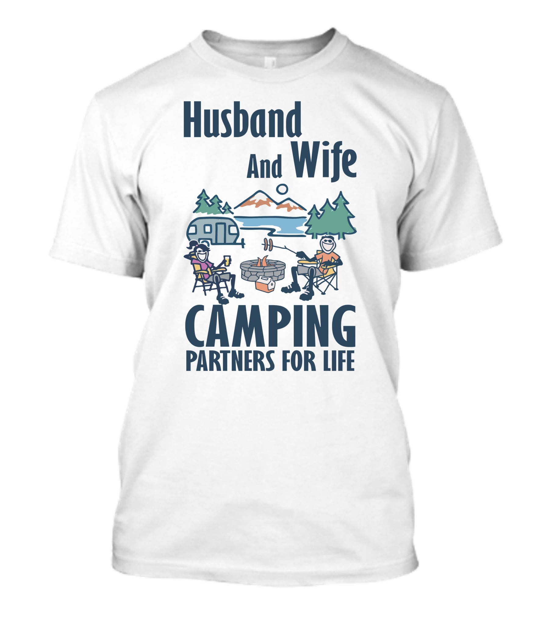 Husband And Wife Camping Partners For Life Adventure T-Shirt