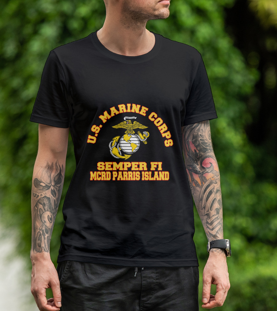 U.S. Marine Corps Semper Fi MCRD Parris Island Emblem T-Shirt