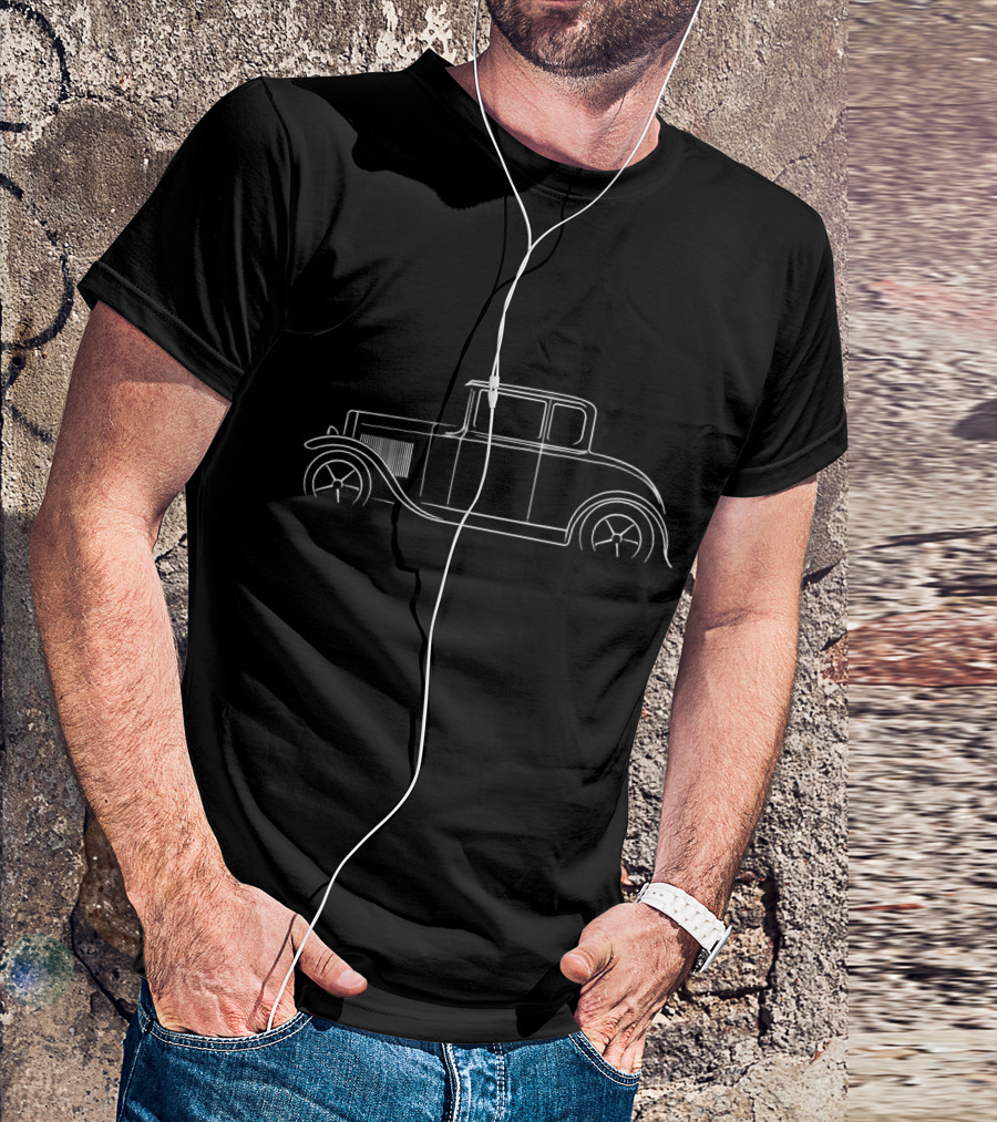 1930 Ford Model A Antique Car Stencil Outline T-Shirt