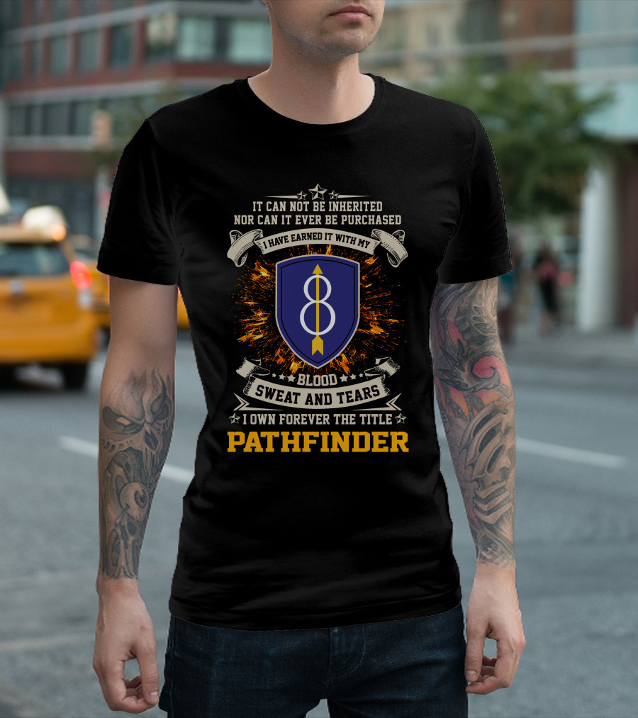 8th Infantry Division Blood Sweat and Tears Pathfinder Emblem T-Shirt