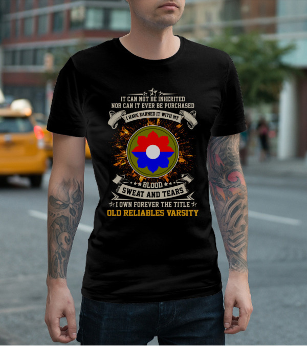 9Th Infantry Division Blood Sweat And Tears Old Reliables Varsity T-Shirt