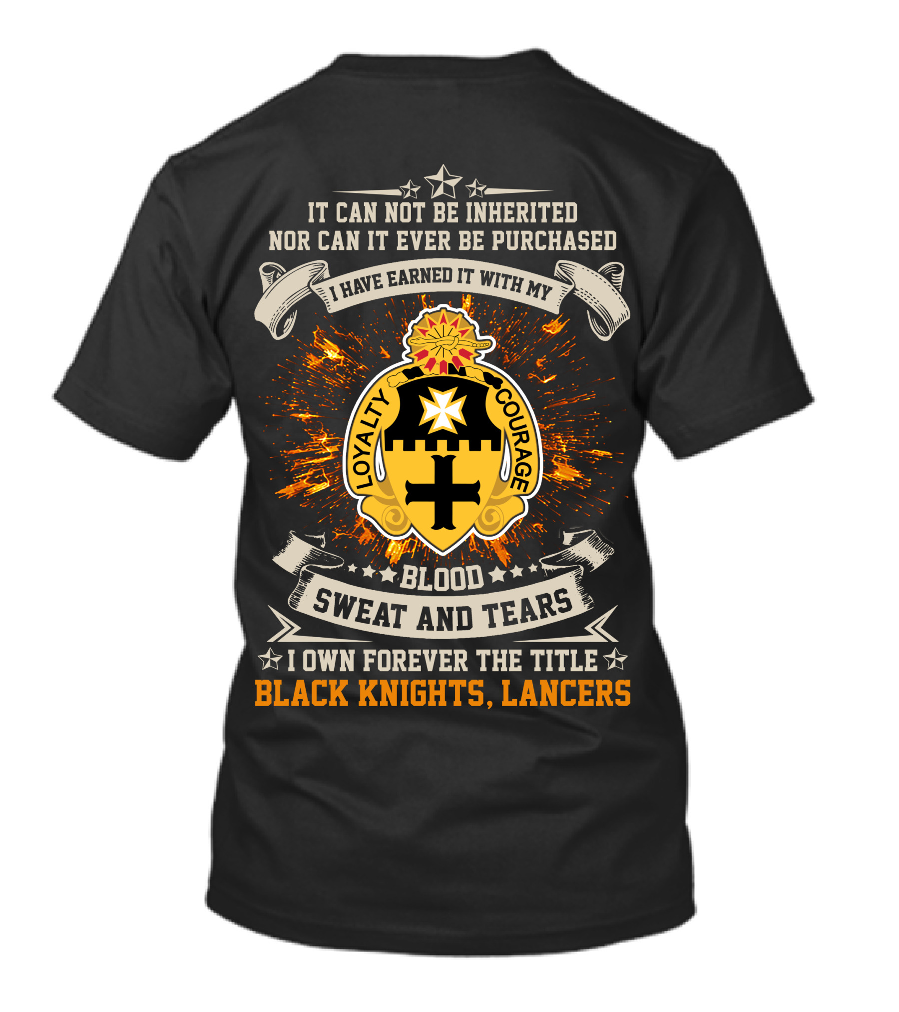 5th Cavalry Regiment Black Knights Lancers Loyalty Courage Blood Sweat And Tears T-Shirt