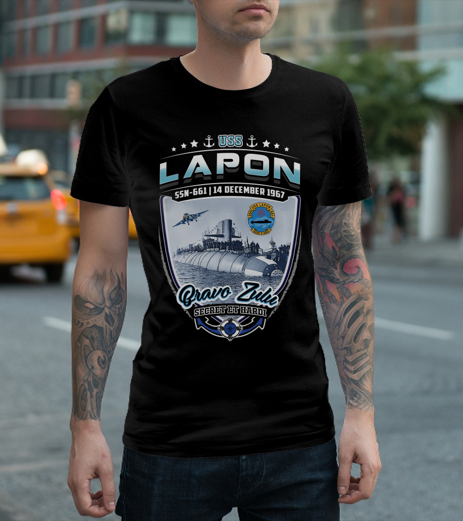 Uss Lapon Ssn-661 Bravo Zulu Secret Et Hardi 14 December 1967 T-Shirt