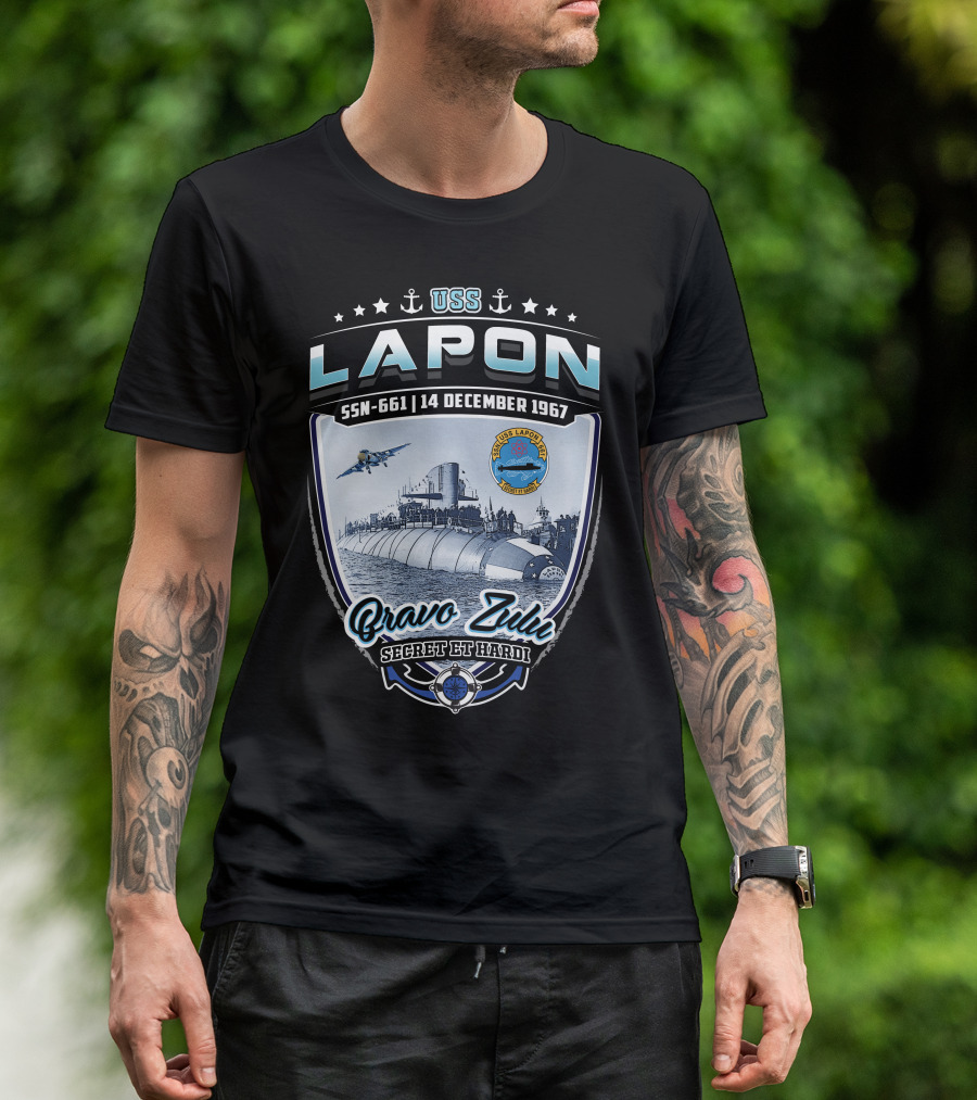 Uss Lapon Ssn-661 Bravo Zulu Secret Et Hardi 14 December 1967 T-Shirt