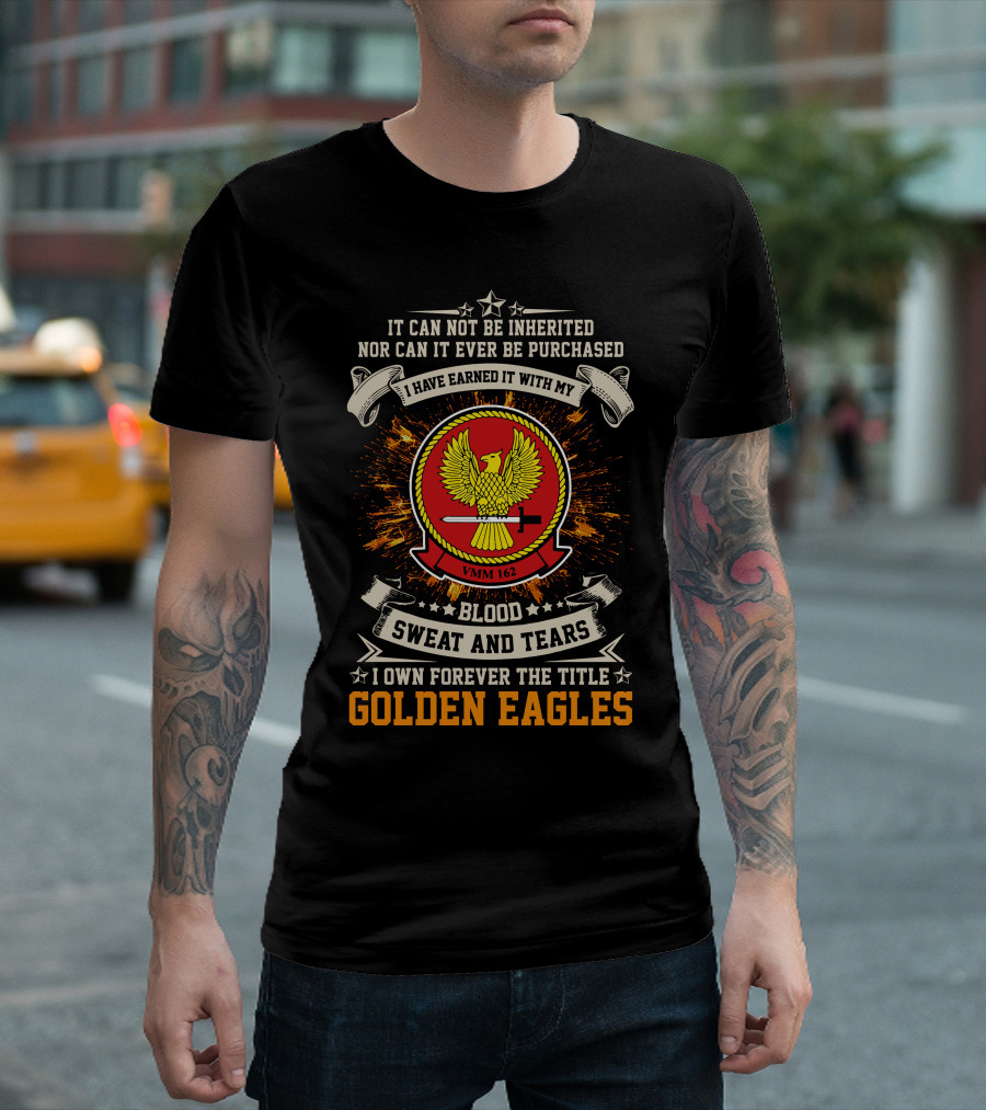 VMM 162 Golden Eagles Blood Sweat and Tears Motto T-Shirt