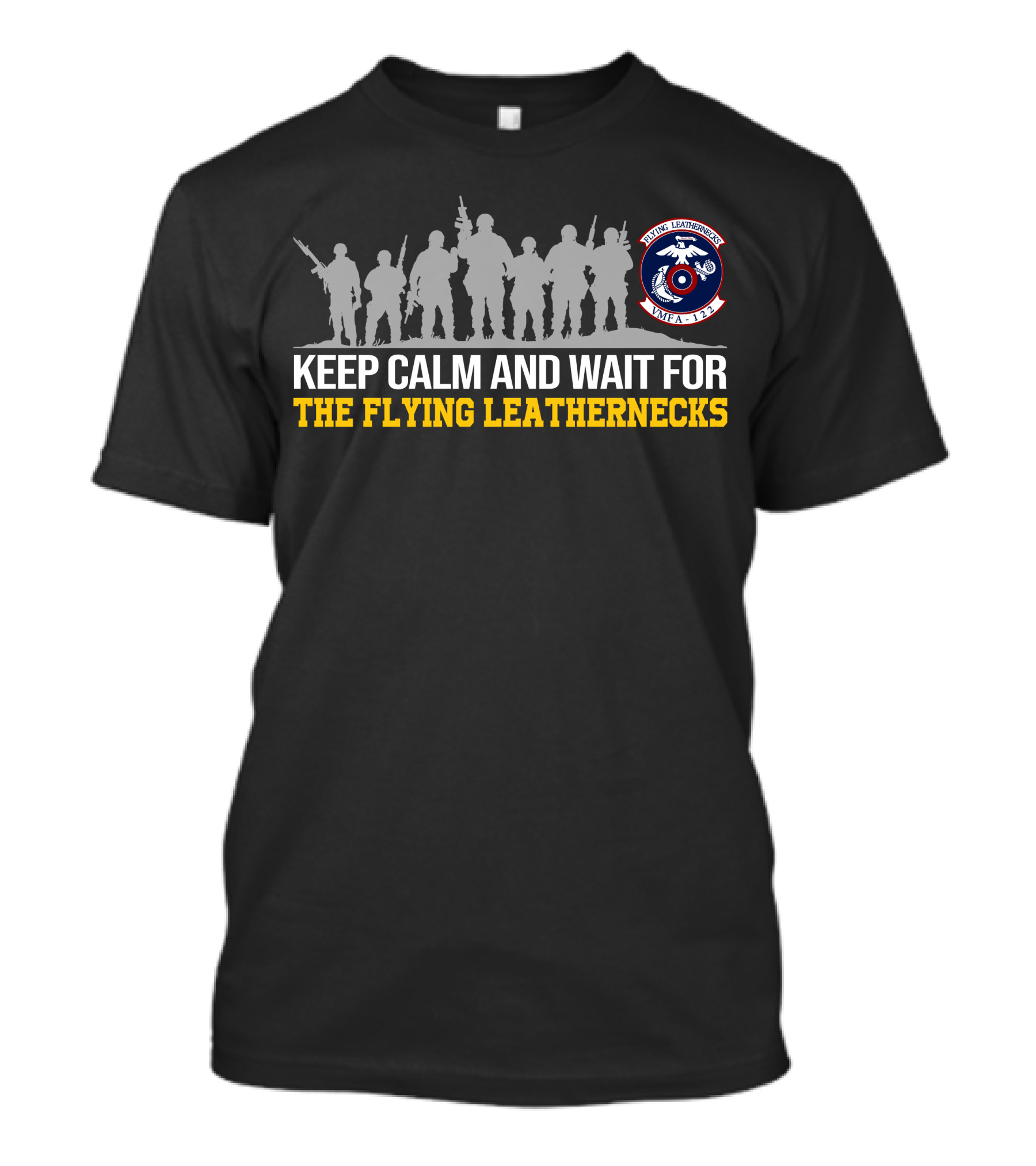Keep Calm And Wait For The Flying Leathernecks Vmfa-122 Silhouette T-Shirt