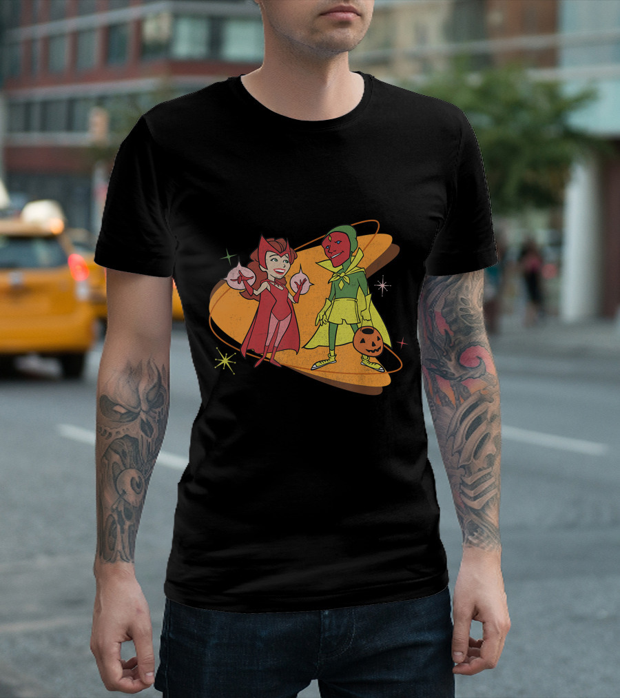Marvel WandaVision Scarlet Witch and Vision Retro Halloween Costumes 50s T-Shirt