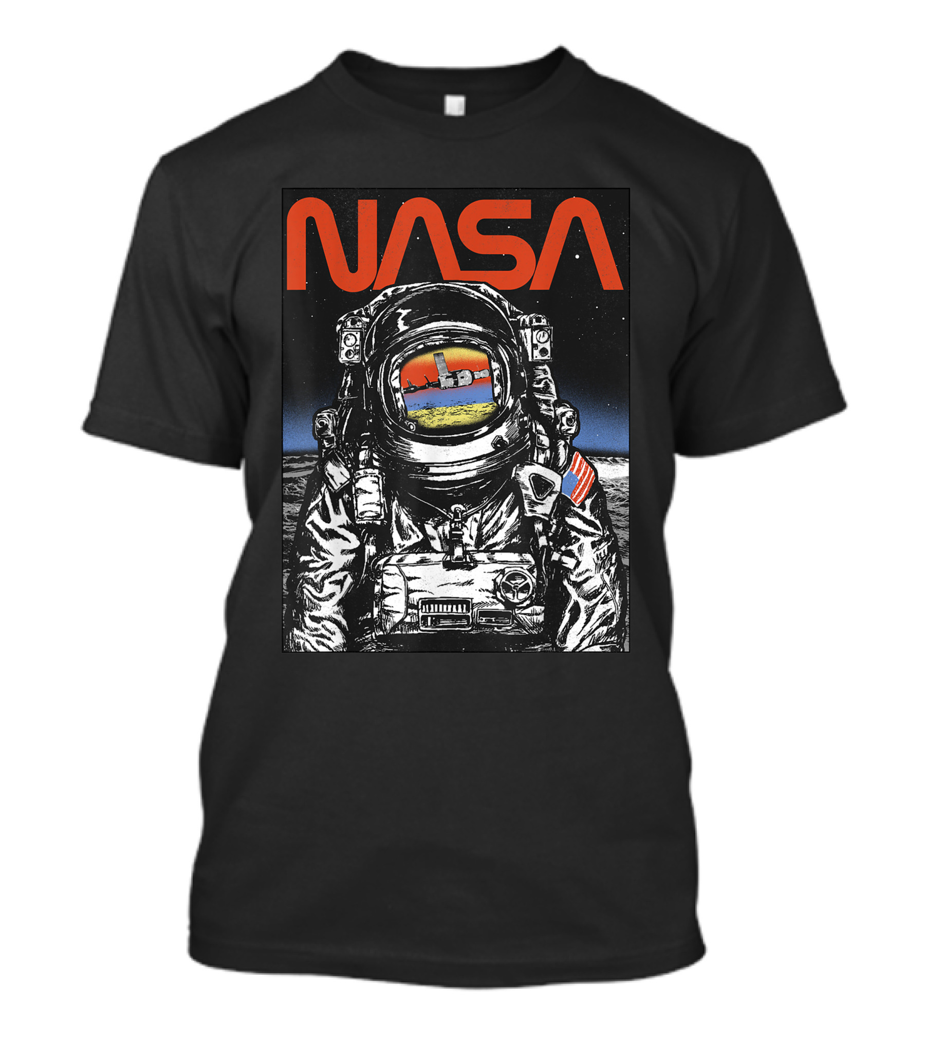 NASA Astronaut Moon Reflection Vintage Space Explorer T-Shirt