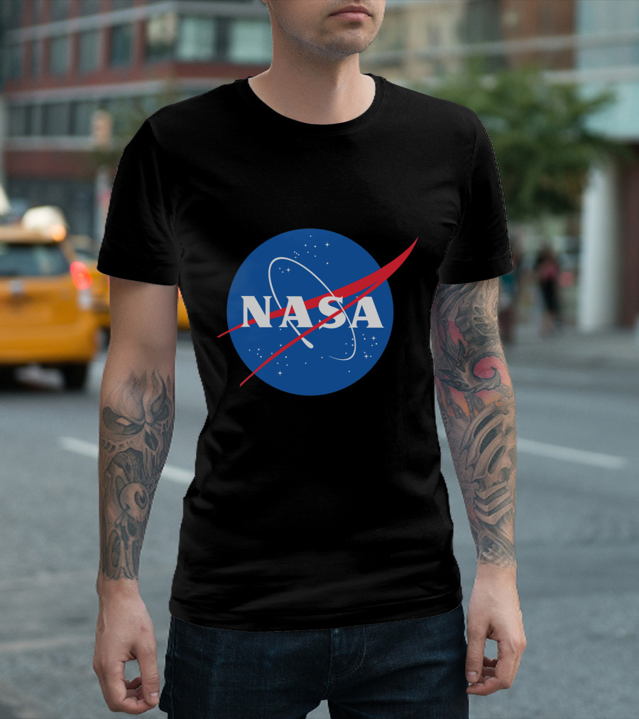 NASA Vector Emblem with Red Chevron on Blue Astronaut T-Shirt