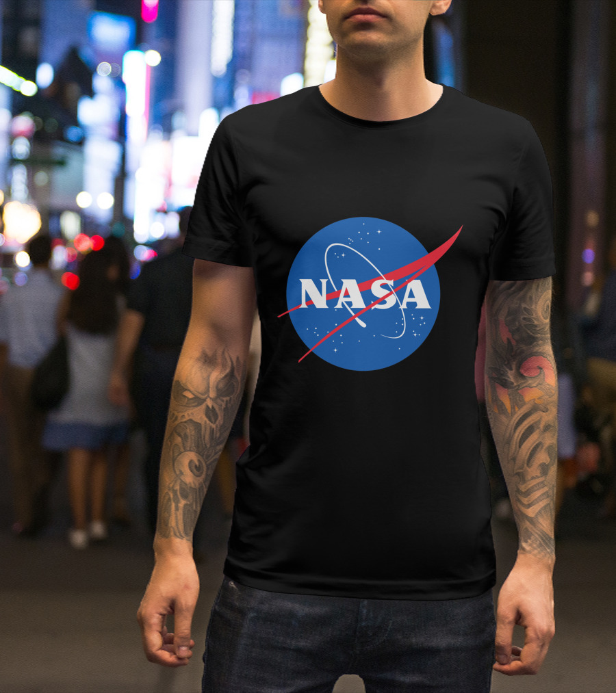 NASA Vector Emblem With Red Chevron On Blue Astronaut T-Shirt