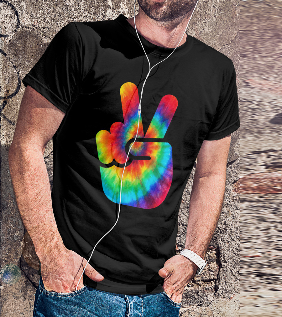 Peace Sign Rainbow Tie Dye Vibe T-Shirt