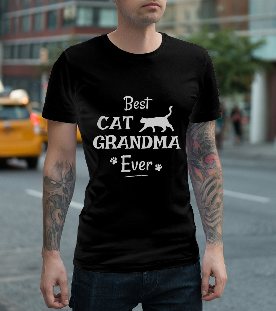Best Cat Grandma Ever Novelty From Cat with Paw Print Accents T-Shirt
