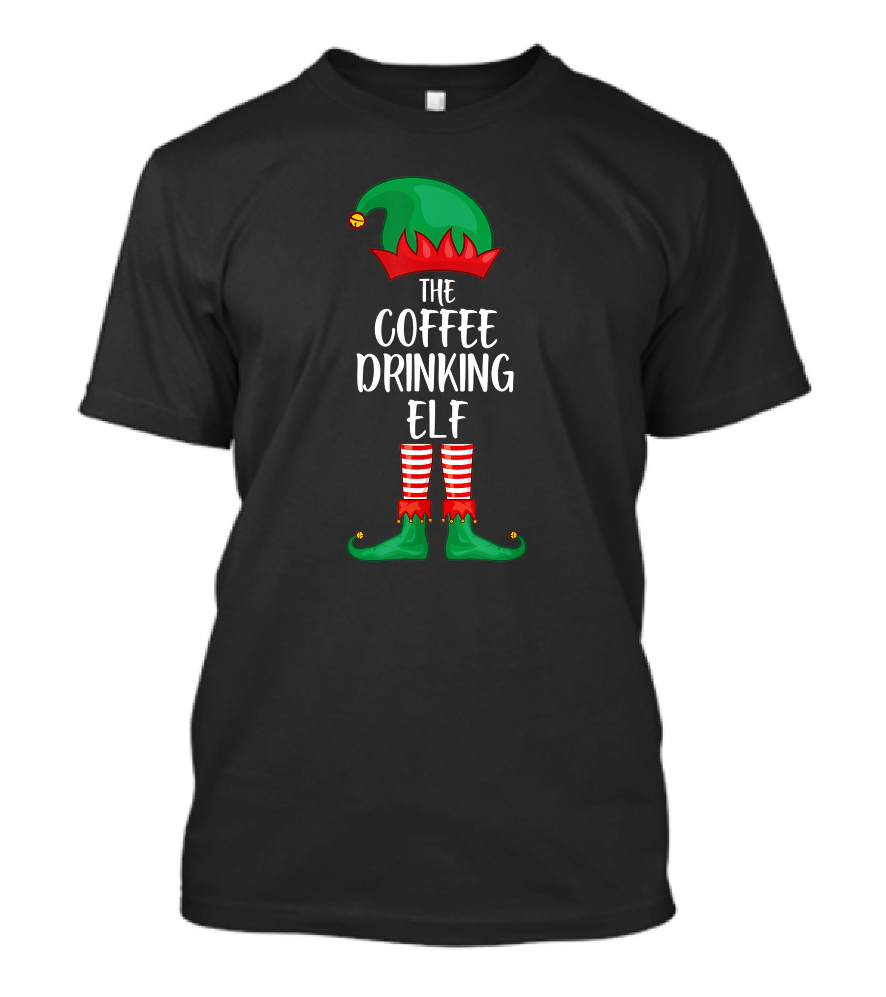 The Coffee Drinking Elf Christmas Party Matching Family Group PJ T-Shirt
