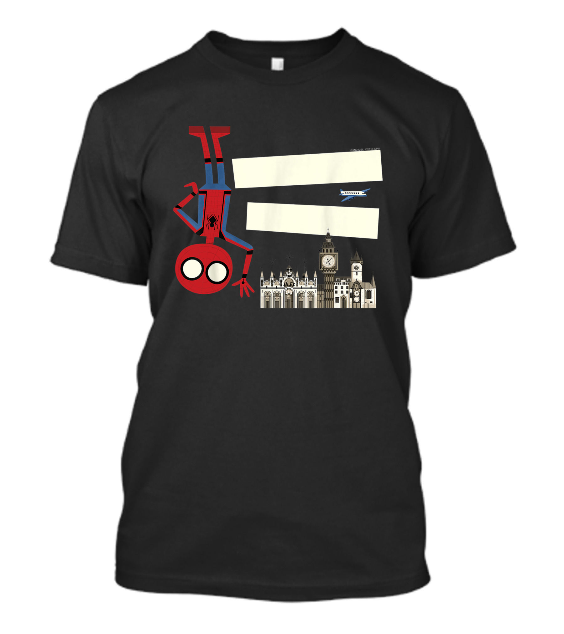 Marvel Spider-Man Far From Home Upside-Down London Big Ben Airplane T-Shirt