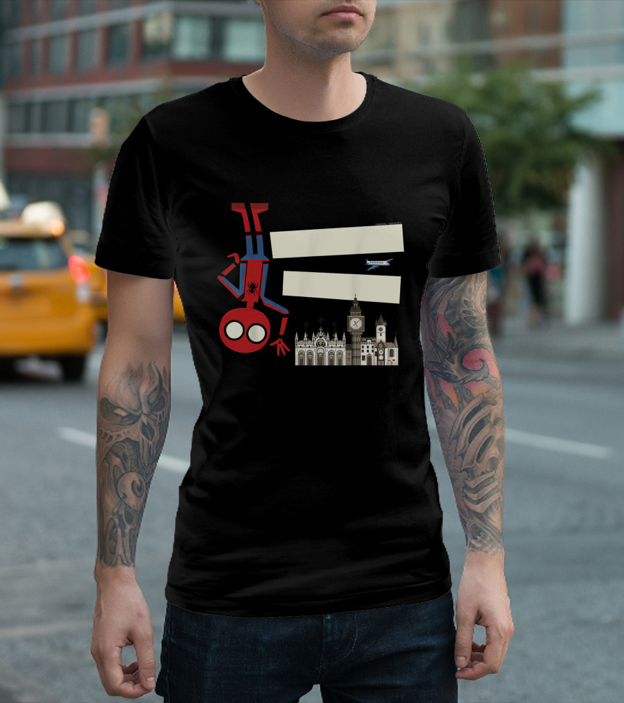 Marvel Spider-Man Far From Home Upside-Down London Big Ben Airplane T-Shirt