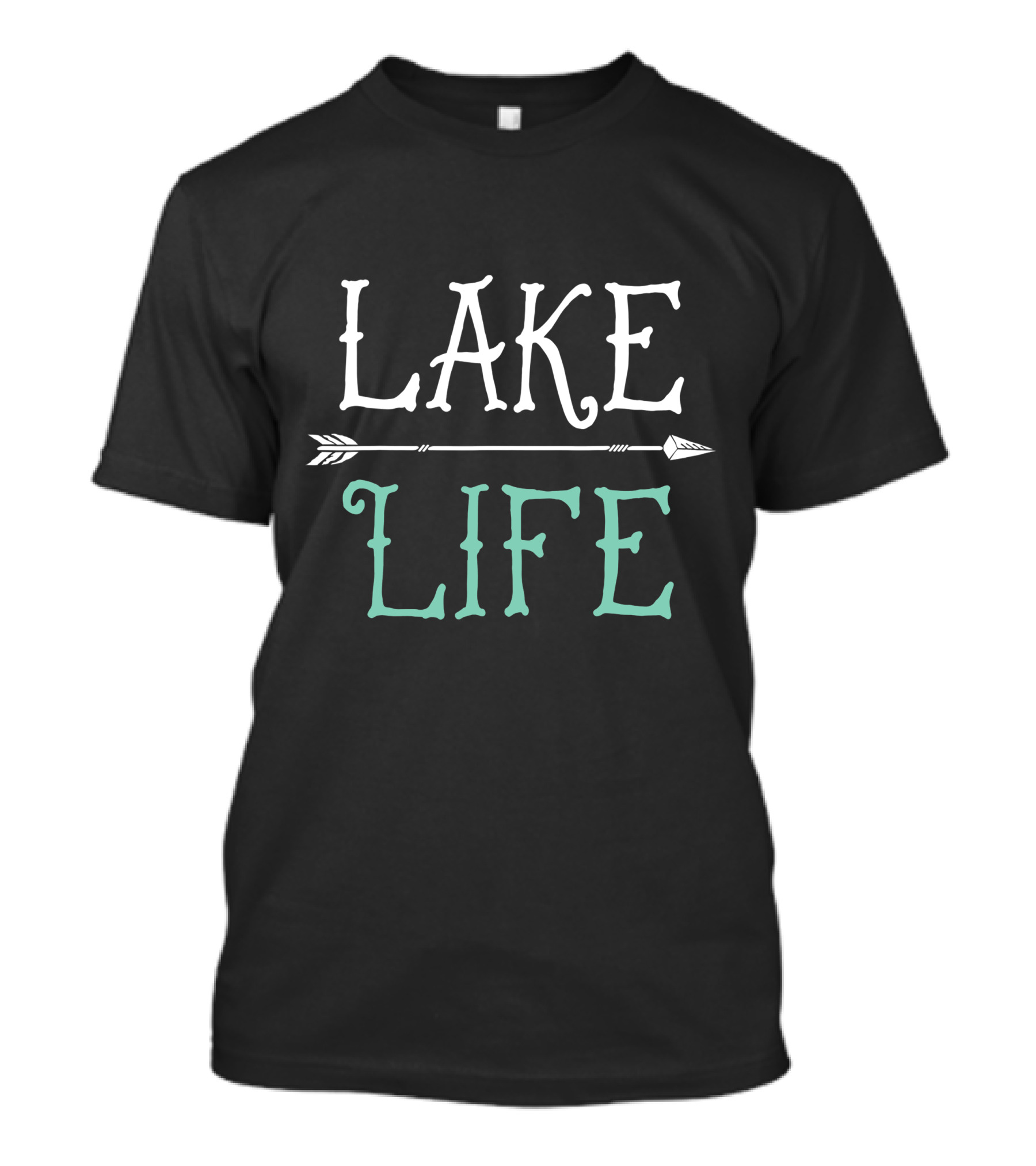 Lake Life Fishing Boating Sailing Funny Outdoor Arrow Typography T-Shirt