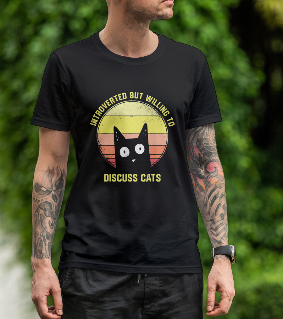 Introverted But Willing To Discuss Cats Retro Vintage Style Cat Lover T-Shirt