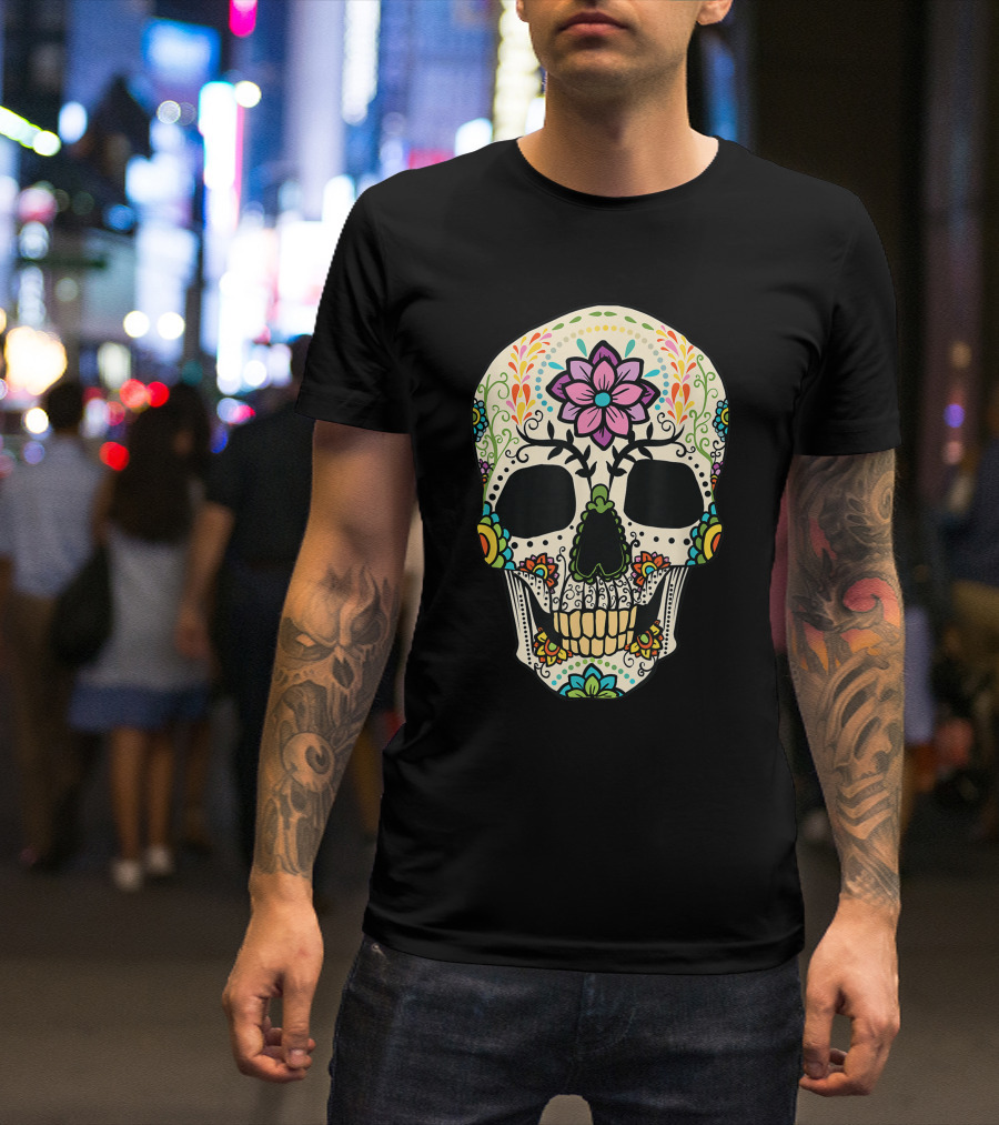 Sugar Skull Dia De Muertos Halloween Costume Day Dead T-Shirt