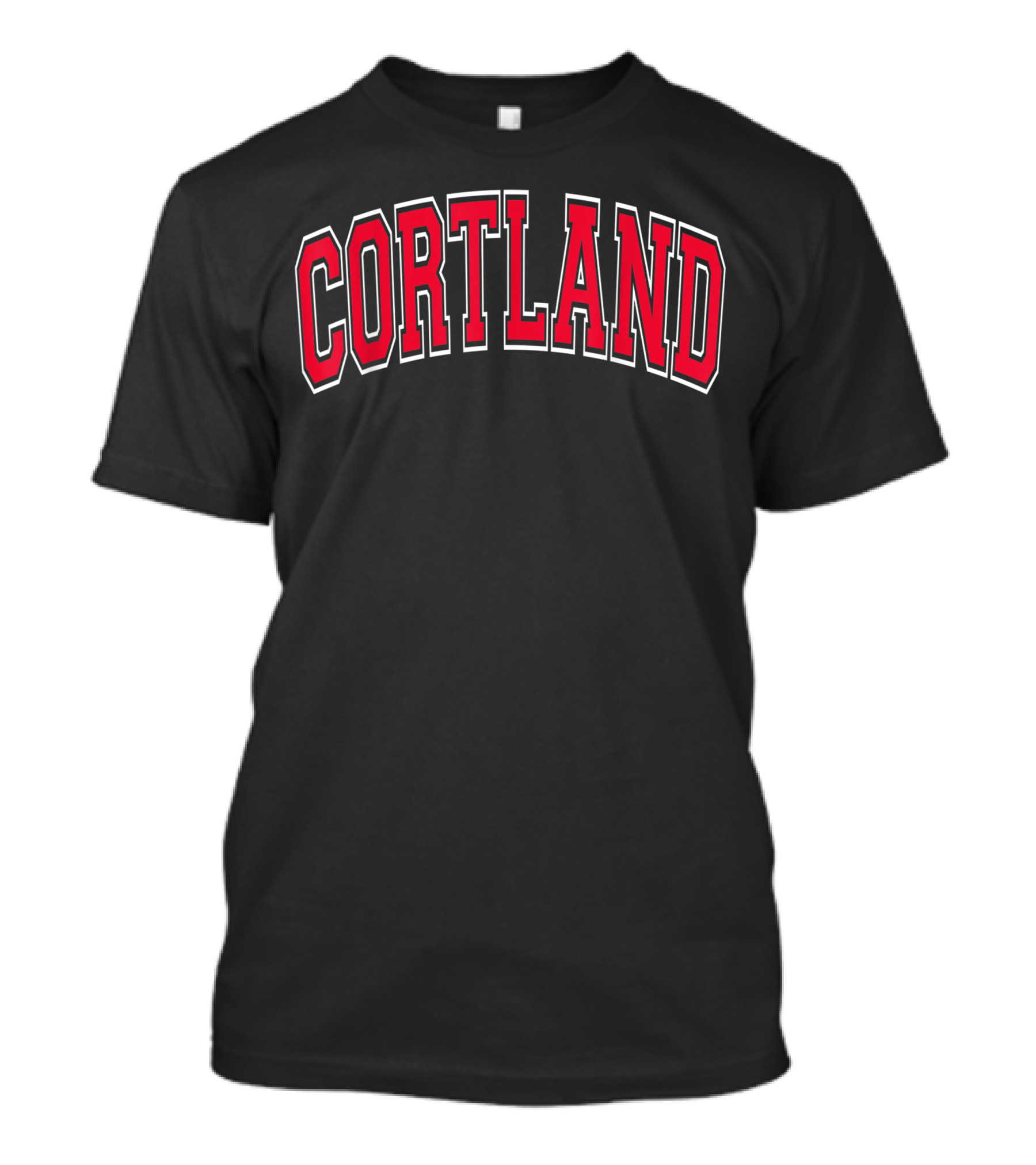 Cortland NY Varsity Style Red Arch Text Classic Athletic Look T-Shirt