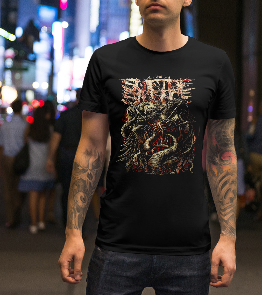 Suicide Silence Blasted Fiery Skull Serpent Demon T-Shirt