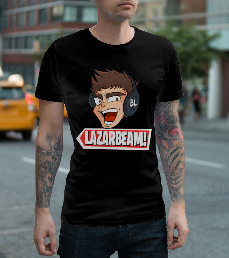Lazarbeam Gingy Headphones Cartoon Face BL Logo Youtuber Merch T-Shirt