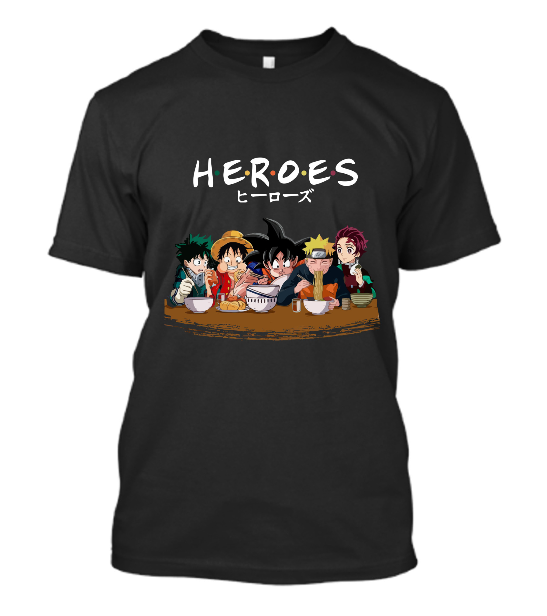 HEROES Anime Characters Eating Together Iconic Moments T-Shirt