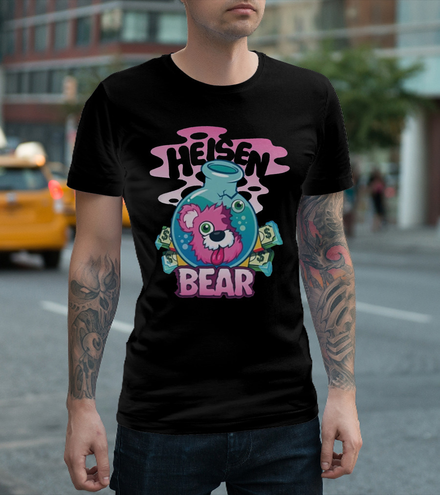 Heisen Bear Breaking Bad Merch Pink Teddy Bear Money Flask Cartoon T-Shirt