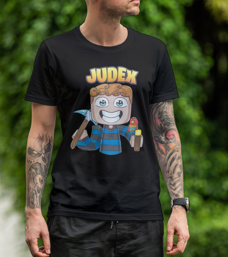 Judex Cartoon Character With Axe And Parrot T-Shirt