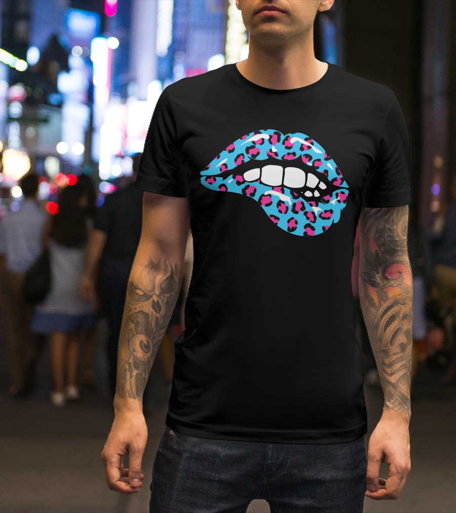 Stay Wild Ben Azelart Blue Leopard Lips T-Shirt