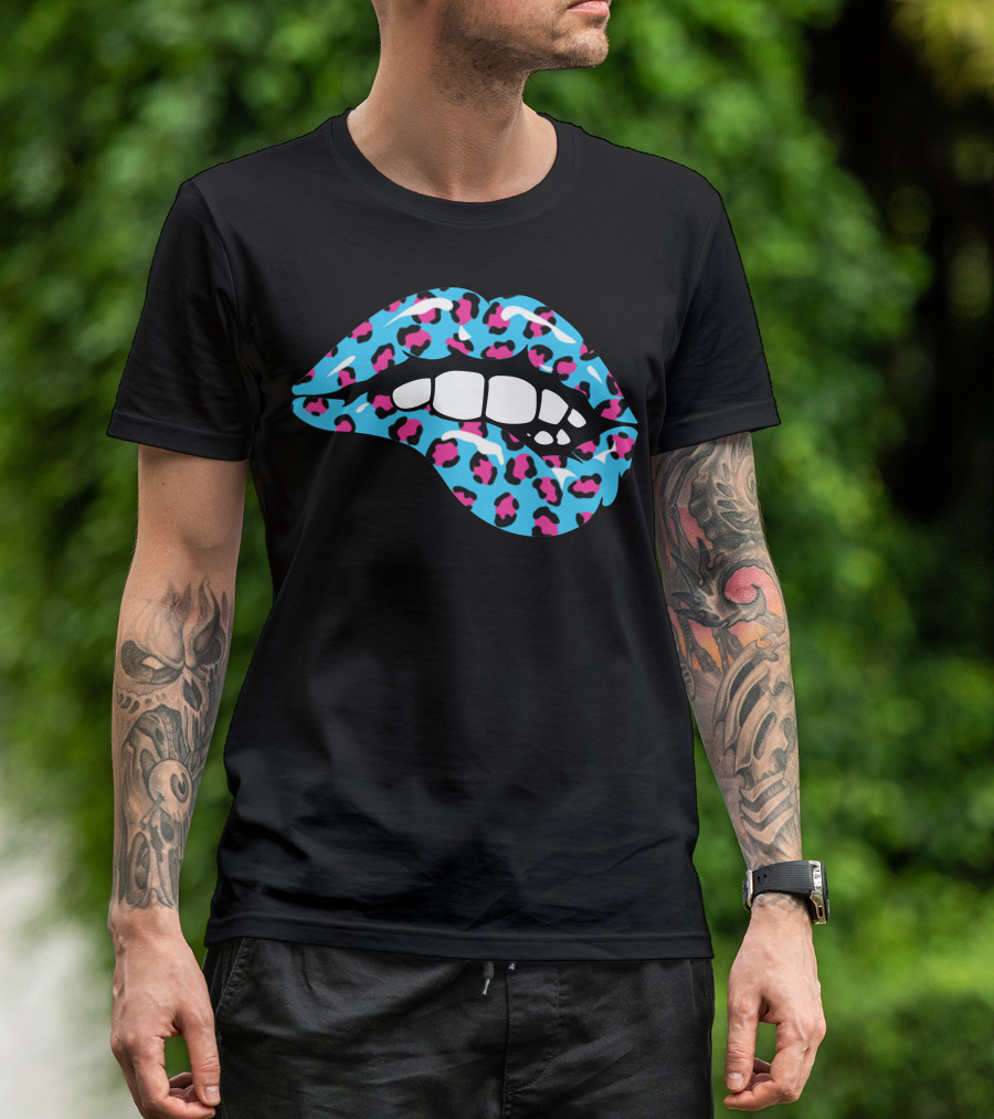 Stay Wild Ben Azelart Blue Leopard Lips T-Shirt