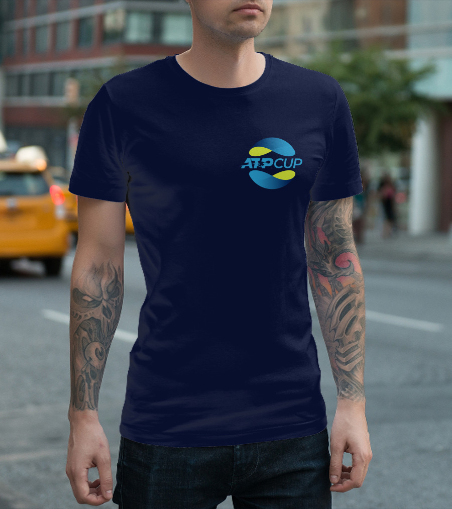 ATP Cup Merchandise Official Logo Blue Yellow T-Shirt