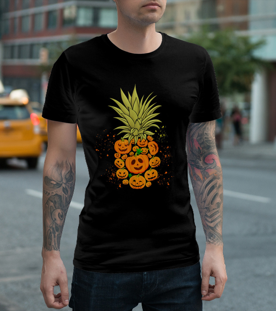 Pineapple Made of Halloween Pumpkins Faces T-Shirt