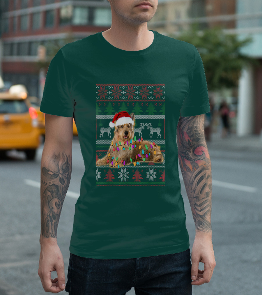 Berger Picard Christmas Santa Hat Ugly Sweater Lights Reindeer Snowflakes T-Shirt