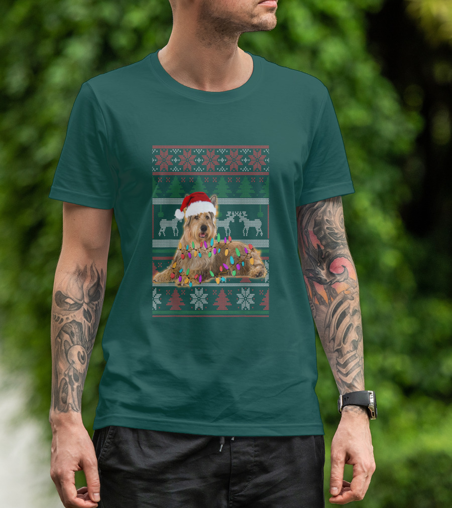 Berger Picard Christmas Santa Hat Ugly Sweater Lights Reindeer Snowflakes T-Shirt