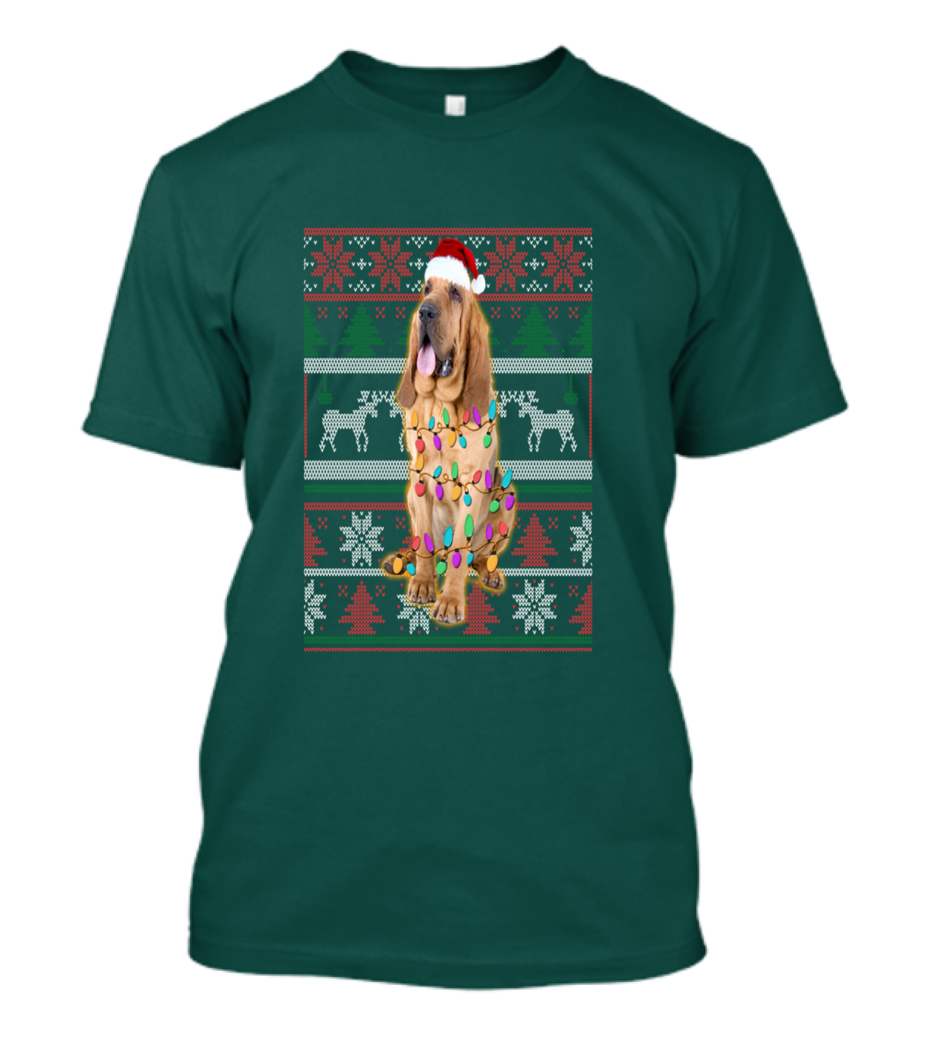 Bloodhound Christmas Ugly Sweater Lights T-Shirt