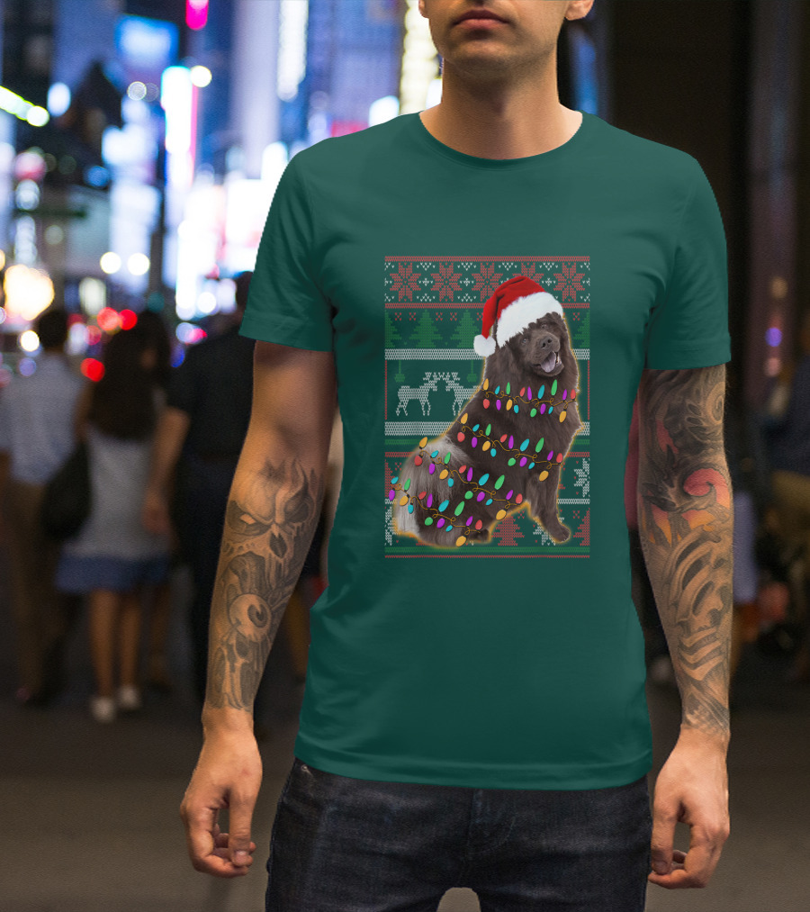 Chow Chow Christmas Lights Festive Sweater Santa Hat T-Shirt