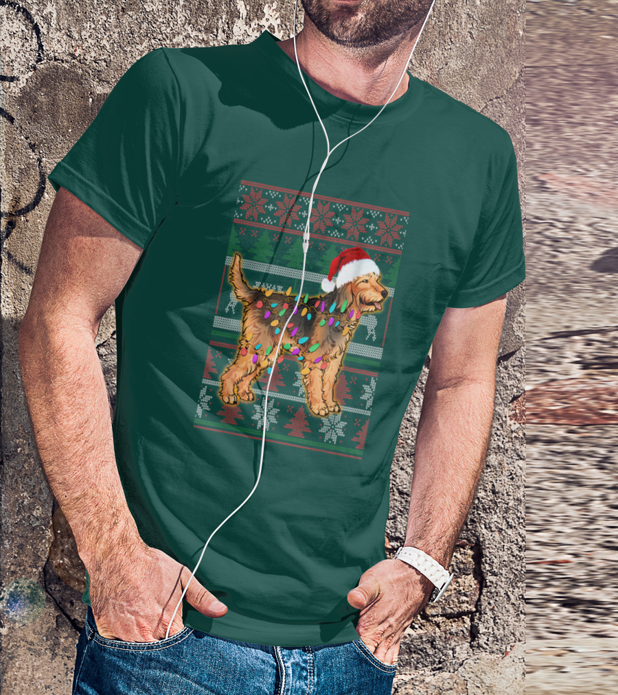 Otterhound Christmas Lights Santa Hat T-Shirt