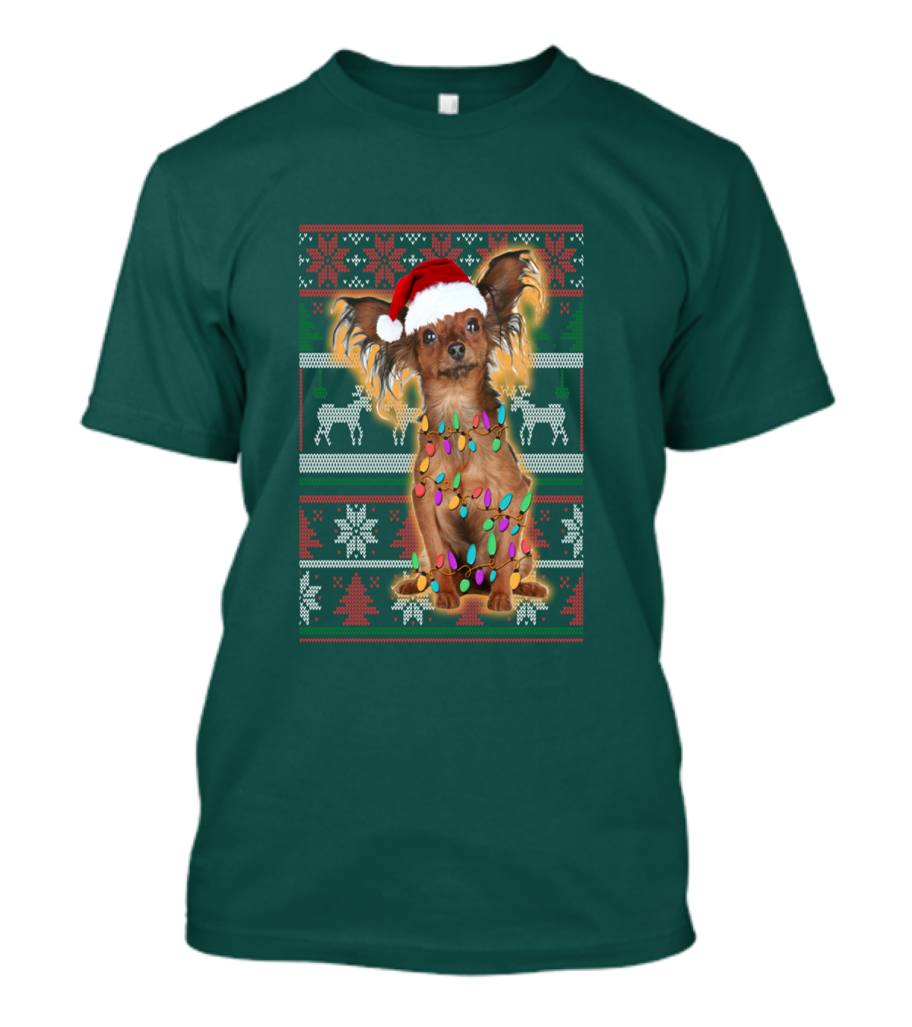 Russian Toy Christmas Lights Santa Hat Reindeer Snowflakes T-Shirt