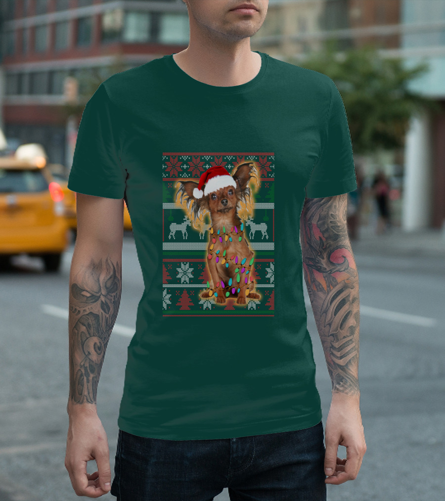 Russian Toy Christmas Lights Santa Hat Reindeer Snowflakes T-Shirt