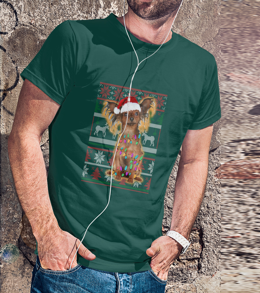 Russian Toy Christmas Lights Santa Hat Reindeer Snowflakes T-Shirt