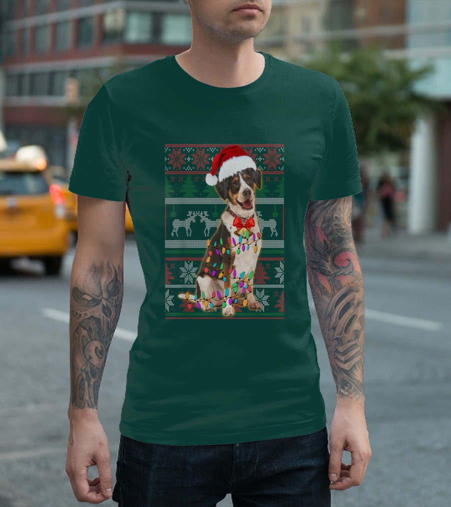 Treeing Walker Coonhound Christmas Lights Santa Hat Holiday T-Shirt