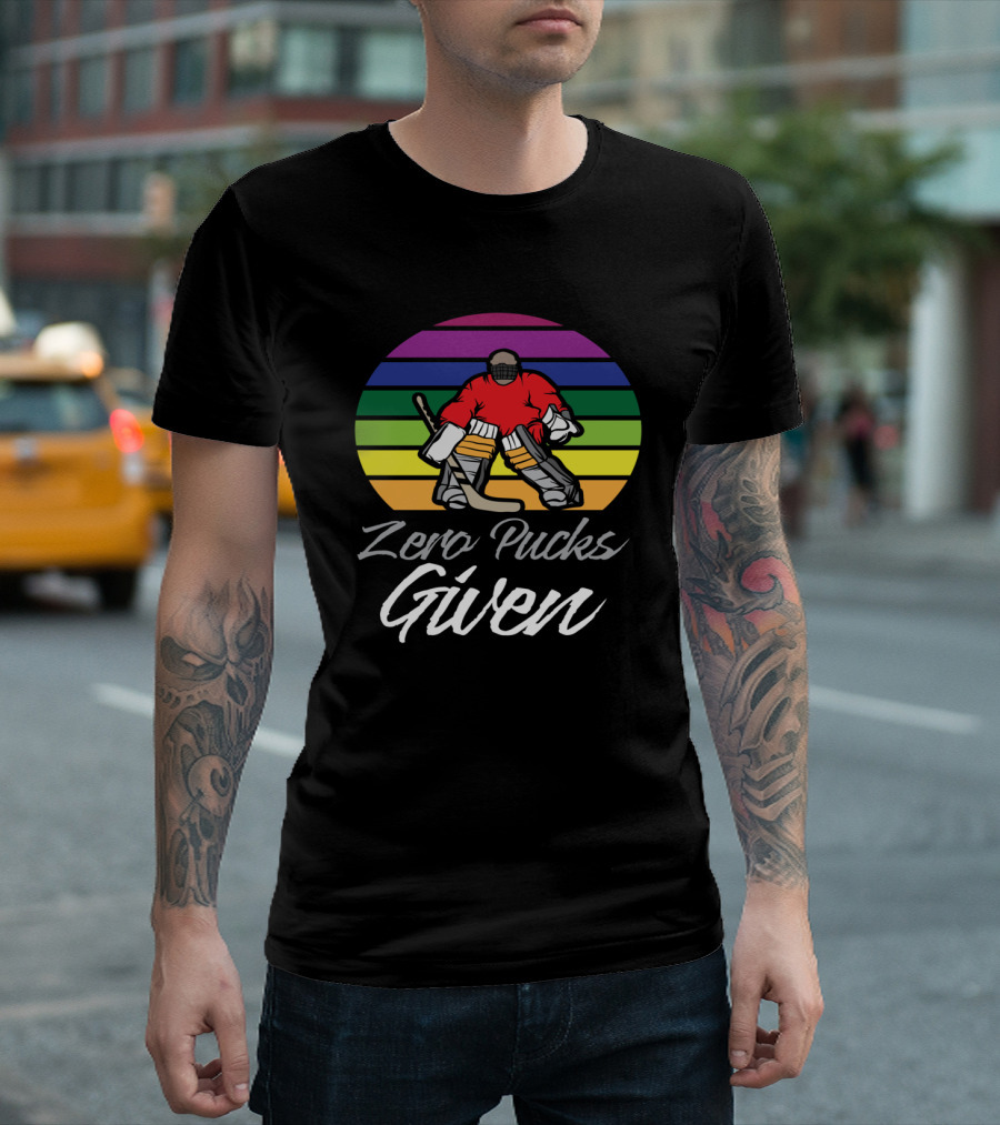 Zero Pucks Given Hockey Rainbow Goalie T-Shirt