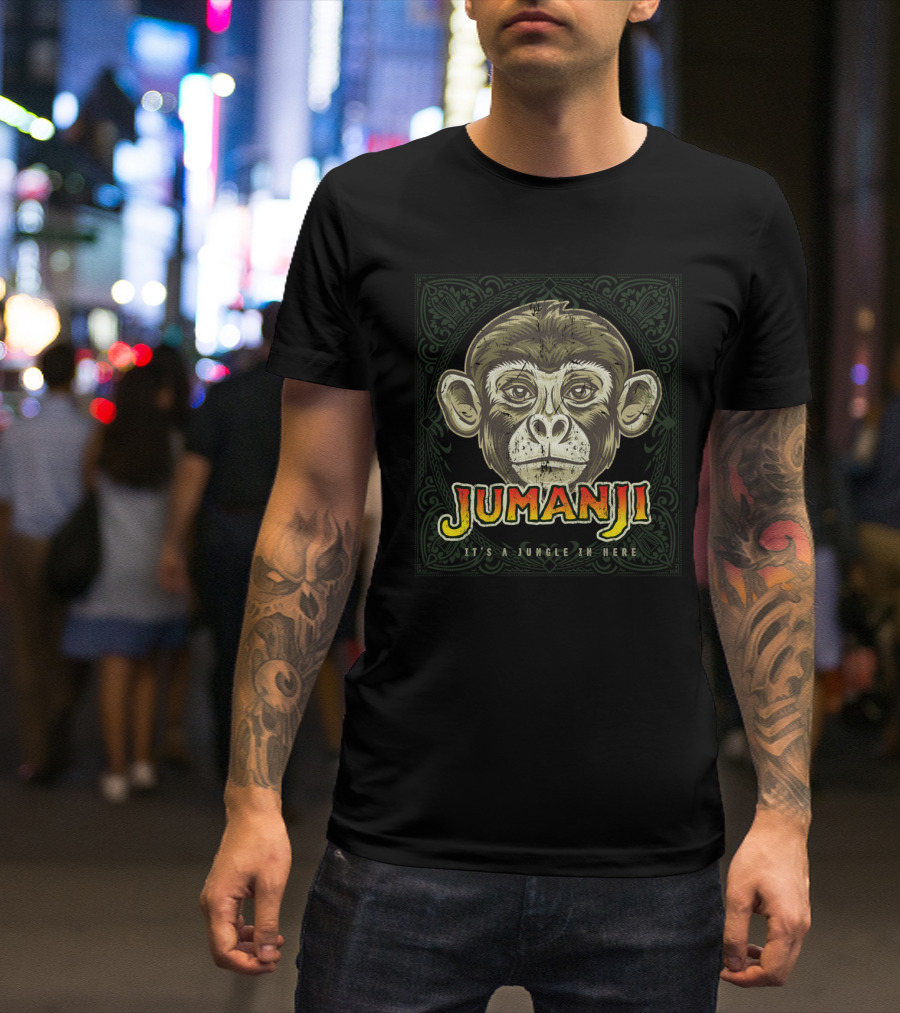 Jumanji Distressed Monkey It's A Jungle In Here Board Game Piece T-Shirt