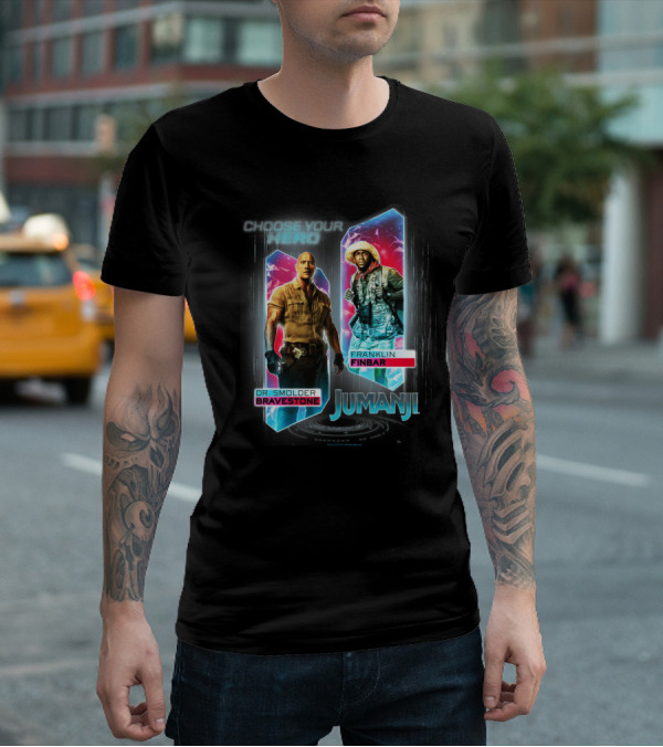 Jumanji Choose Your Hero Dr. Smolder Bravestone Franklin Finbar T-Shirt