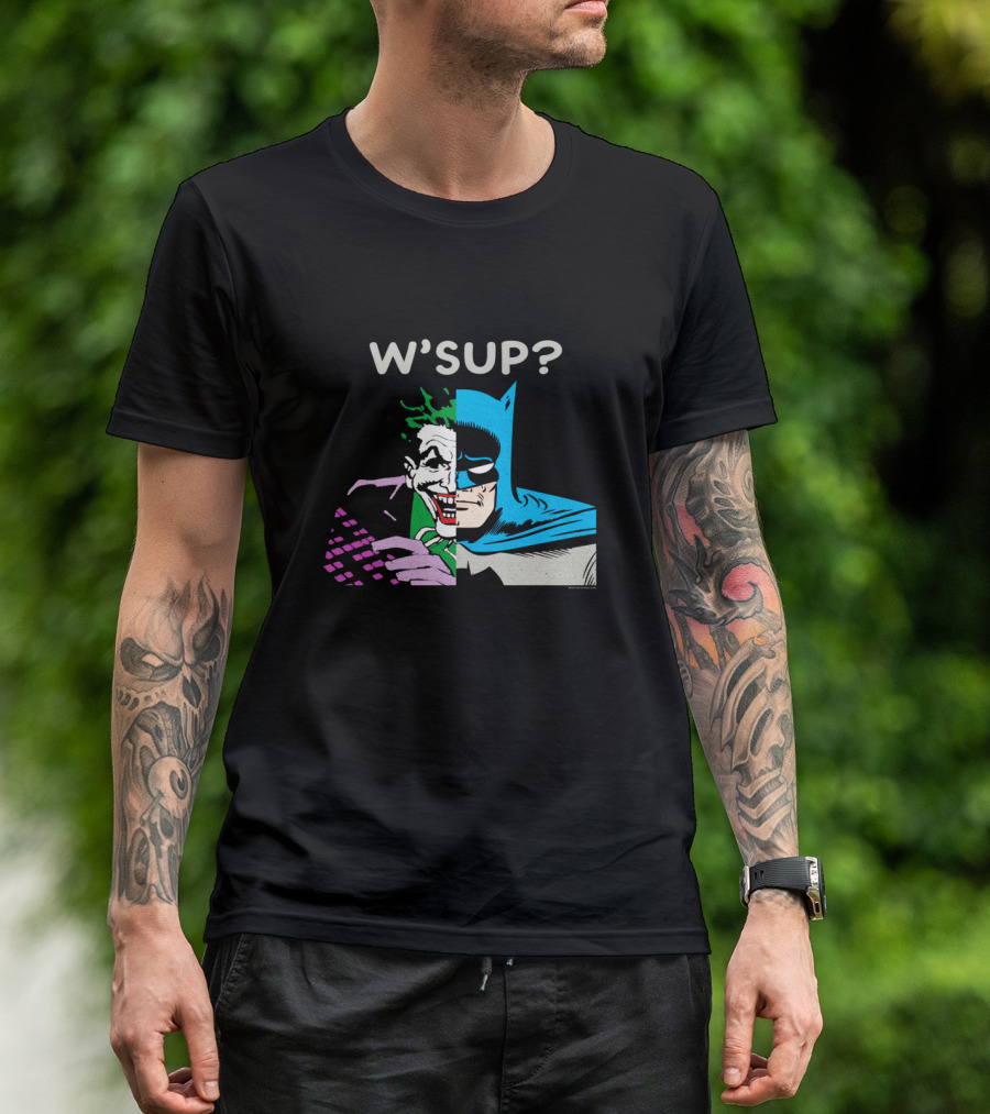 W'SUP Joker And Batman Split Face Iconic Comic T-Shirt
