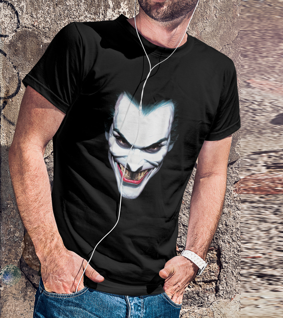 Batman Joker Grinning Face Iconic Villain Expression T-Shirt