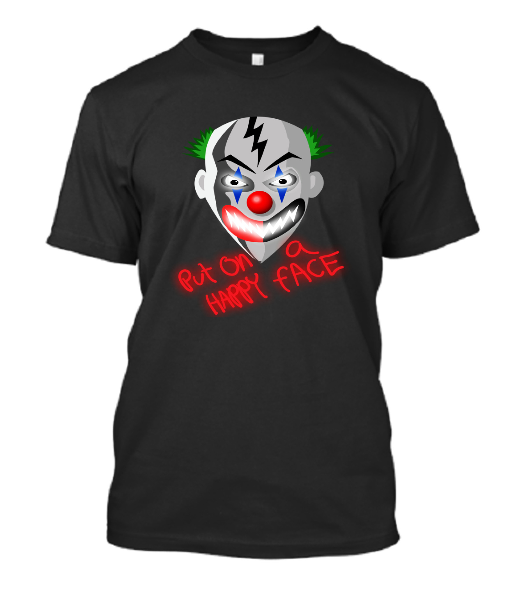 Put On A Happy Face Joker Card Evil Clown Mask T-Shirt