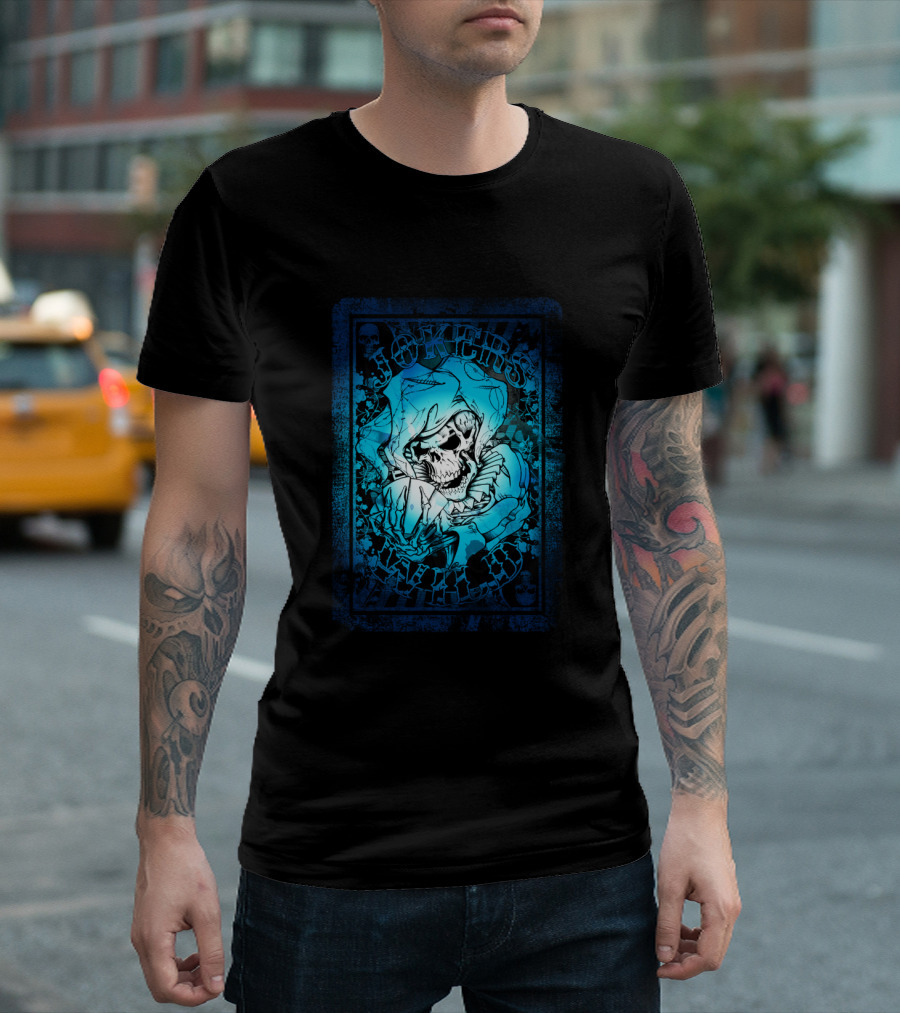 JOKERS WILD CARD Skeleton Jester Tattoo Style Poker T-Shirt