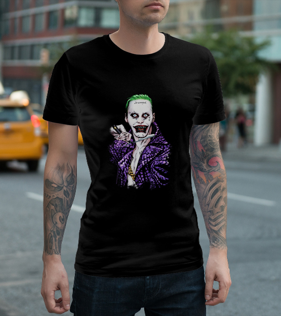 Suicide Squad Damaged Joker Knife Purple Jacket T-Shirt